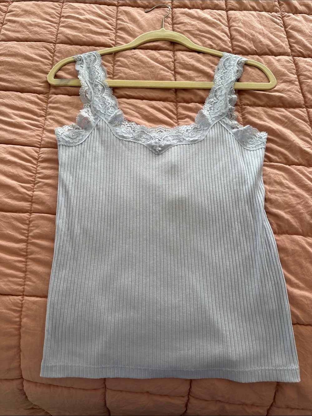 J. Crew light blue Lace-Trim Ribbed Tank